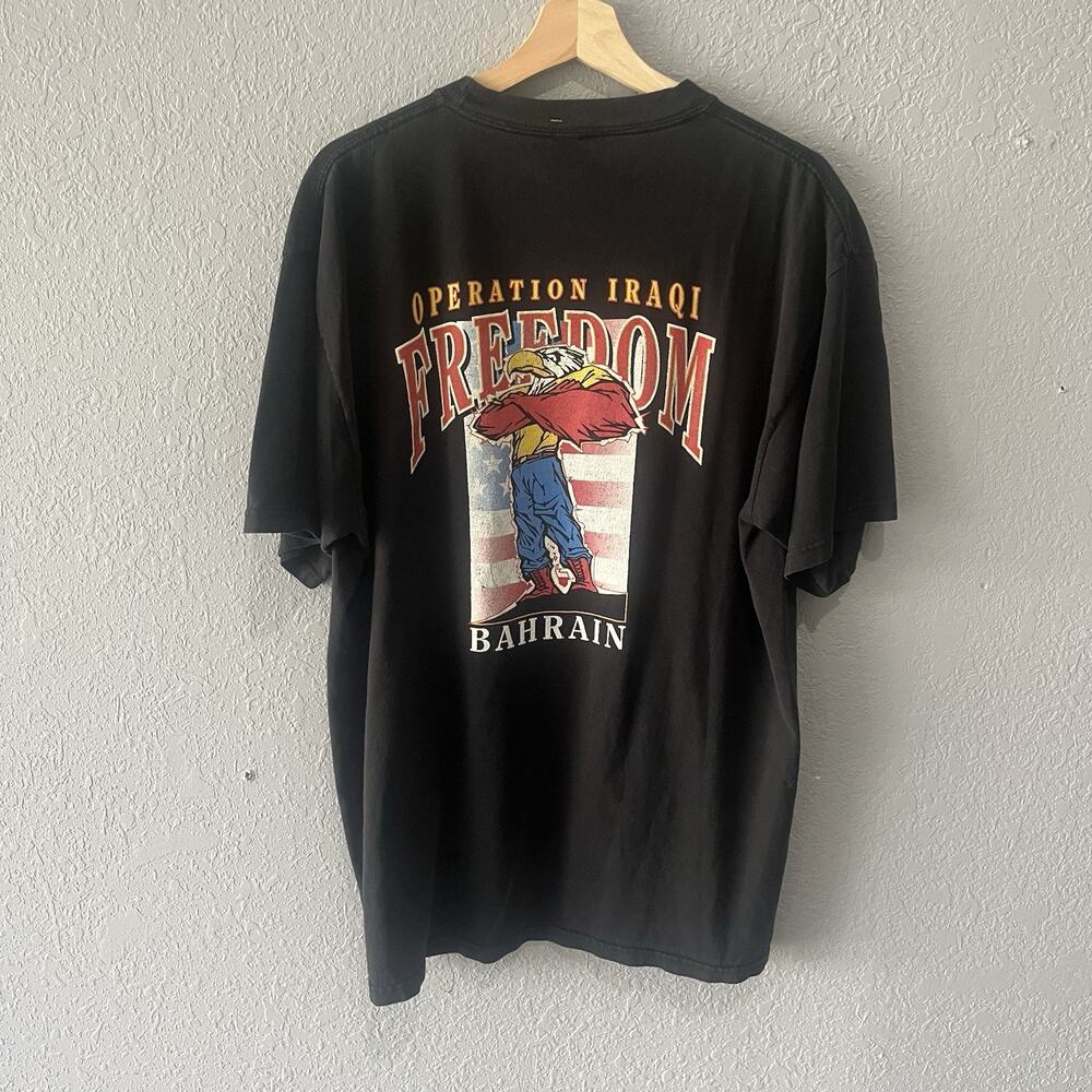 Vintage Operation Iraqi Freedom Eagle Military Black Tshirt Men’s XL USA Freedom